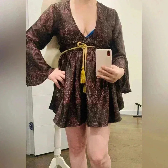 Sacred Hawk wrap dress in snake with cord belt - Picture 9 of 14